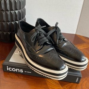 Prada Black Oxford brogue platform